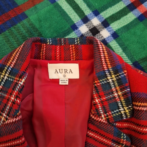 Aura brand size Medium Red tartan blazer - Picture 5 of 6